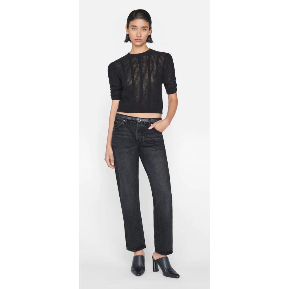 FRAME Le Slouch Pompei Black Jeans Size 27 Black Gray Straight Leg Denim